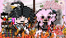 a pixel art of a boy and a girl with the words good morning kiss