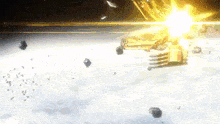 a computer generated image of a space ship flying through space .