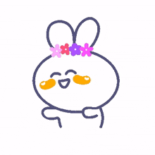 drawing rabbit sketch flower wreath dancing
