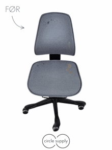 a before and after picture of a chair with the words circle supply on the bottom