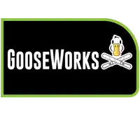 a black sign that says welcome to gooseworks with a duck on it