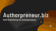 a logo for authorpreneur.biz shows a book on a black background