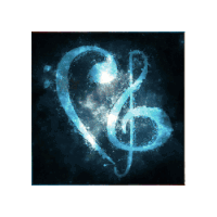 a treble clef is surrounded by a heart shaped symbol
