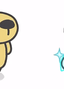 a cartoon dog is holding a shiny object in its paw .