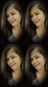 a woman 's face is shown in four different positions