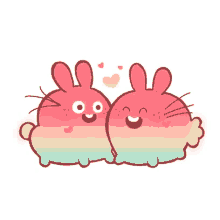 Bunny Rainbow Couple GIF - Bunny Rainbow Couple Kiss GIFs