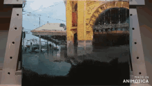 a painting of a bridge is made in animatica