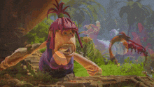 a colorful bird is standing next to an egg and the word dodo is written in orange letters