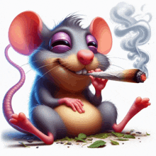 a cartoon mouse smoking a cigarette with smoke coming out of its mouth