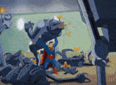 Superman Fight GIF - Superman Fight Robot GIFs