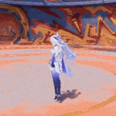 a cartoon character is standing in a circle with a sword in her hand