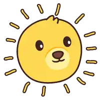 a cartoon drawing of a sun with its eyes closed and mouth open