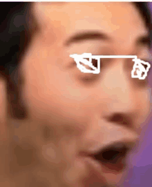 a close up of a man 's face with sunglasses on his eyes