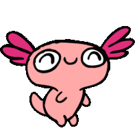 a cartoon drawing of an axolotl with big eyes