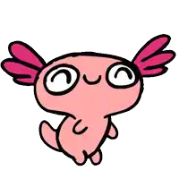 a cartoon drawing of an axolotl with big eyes