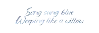 the words song sung blue weeping like a willow are painted on a white background