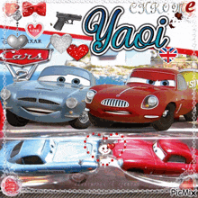 a picture of cars with the name yaoi on the bottom