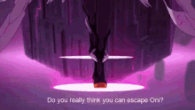 a person is standing in a purple room with a purple background and a purple light coming out of it .