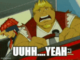 a cartoon character says " yeah " while driving
