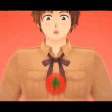 a close up of a person 's chest with a red circle on it
