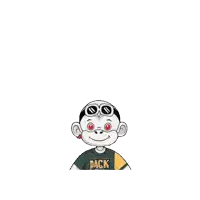 a cartoon character is wearing a green bay packers shirt and shorts