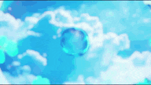 a blue bubble is floating in the water