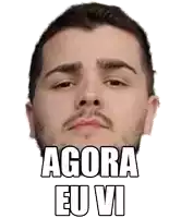 a man with a beard has the words agora eu vi written on his face