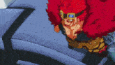 a cartoon character with red hair and glasses is standing on a couch .