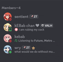 a screenshot of a discord conversation between members-4 and sentient zt