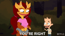 a cartoon character says you 're right next to a boy