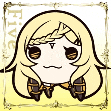 a drawing of a girl with a braid and the word five behind her