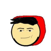 a cartoon drawing of a man wearing a red hood