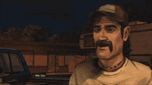 a cartoon man with a mustache wearing a hat