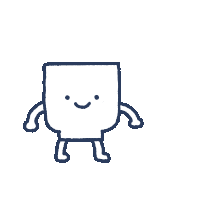 a cartoon drawing of a square with a face and arms