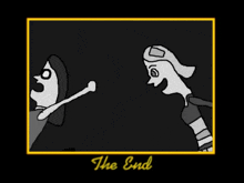 a black and white cartoon with the words " the end " at the top