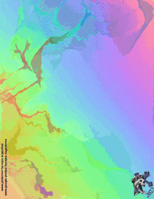 a rainbow colored background with a skull and crossbones on the bottom