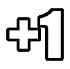 a black and white drawing of a number one with a cross .