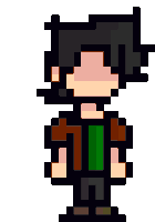 a pixel art of a man with a backpack