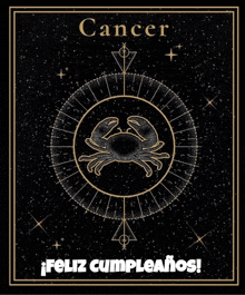 a birthday card for a cancer sign with a crab in the center