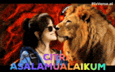 a picture of a woman and a lion with the words citra assalamualaikum