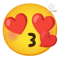 a yellow smiley face with two red hearts and the number 3