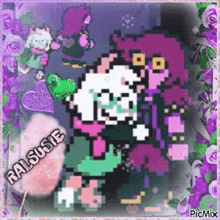 a pixel art of a cartoon character with the name kalsusie on the bottom