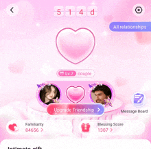 a screenshot of a game showing a couple and their friendship