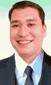a man in a suit and tie is smiling