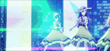 a group of anime girls are dancing on a stage in a video game .