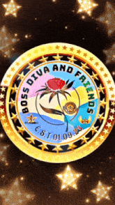 a colorful circle with the words boss diva and friends
