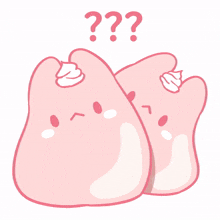 gummy rabbit pink question mark confused