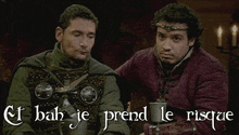 two men are sitting next to each other with the words l' aime pas l' image que ca donne de nous