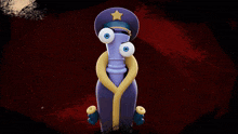 a cartoon character named coach is wearing a police hat and robe