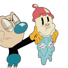 tongue out baby bottle mugman the cuphead show making face